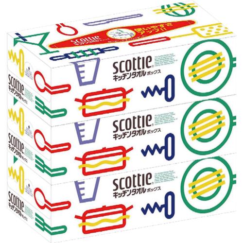 日本製紙クレシア　スコッティ　キッチンタオルボックス　１５０枚（７５組）　１パック（３箱） | 日本製紙クレシア