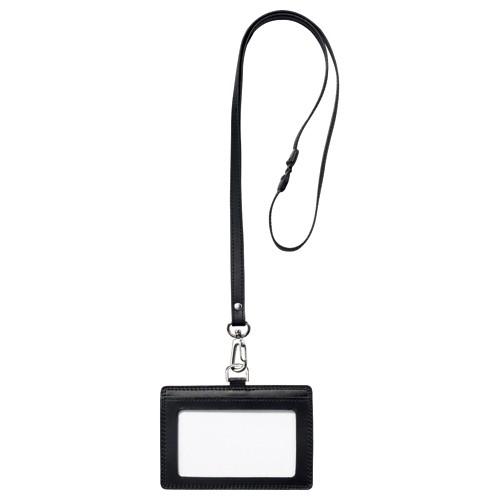 フロント フロント 本革製ネームカードホルダー ヨコ型 ストラップ付