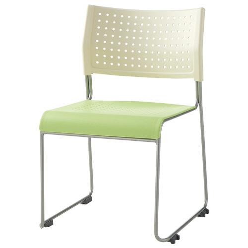 スチールイス メーカーチトセ 店舗什器 アイリスチトセ スタッキングチェア 樹脂座タイプ グリーン ASL