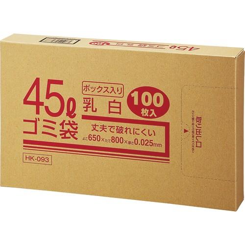 クラフトマン　業務用乳白半透明　メタロセン配合厚手ゴミ袋　４５Ｌ　ＢＯＸタイプ　ＨＫ−０９３　１箱（１００枚）（Yahoo!・ぱーそなるたのめーる）