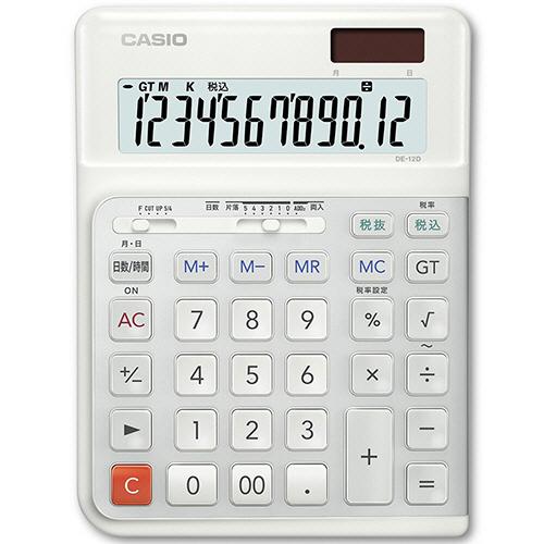 カシオ 人間工学電卓 12桁デスク (テーブル 机) タイプ ホワイト DE-12D-WE-N 1台 白 送料無料 CASIO（カシオ） 人間工学電卓 12桁 デスクタイプ ホワイト DE