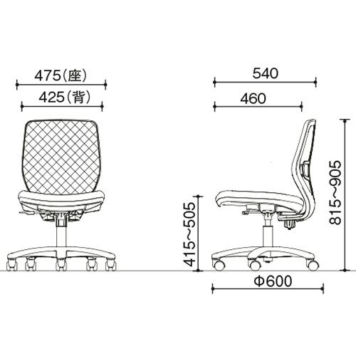 ＶＩＬＬＡＧＥ　ＶＣ１メッシュチェア　肘なし　ブラックフレーム　ブラック　８ＶＣ１ＭＡ−Ｆ４Ｙ１　１脚 | オカムラ | 03