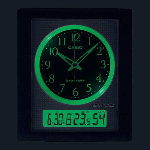 カシオ　夜見えライト付電波置時計　温湿度計付　ブラック　ＴＱＴ−３５１ＮＪ−１ＪＦ　１台　（お取寄せ品）｜tanomail｜02