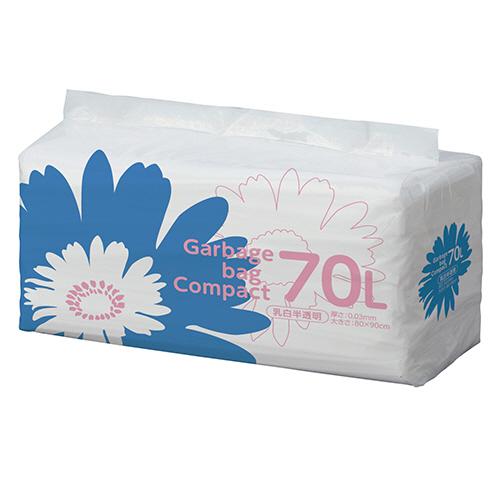 TANOSEE　ゴミ袋　コンパクト　乳白半透明　７０Ｌ　１パック（５０枚）