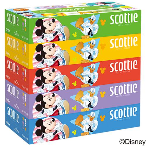 日本製紙クレシア 出色 スコッティ ティシュー ディズニー ５箱 １パック 箱 ディスカウント １６０組