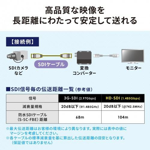 サンワサプライ　ＳＤＩケーブル（ＨＤ−ＳＤＩ／３Ｇ−ＳＤＩ対応）　防水　ＩＰＸ７　屋外対応　５ｍ　ブラック　ＫＭ−ＳＤＩＷＰ０５　１本　（お取寄せ品）_4