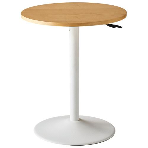 山善（YAMAZEN） レバー式昇降テーブル 円形 オーク／ホワイト KUT