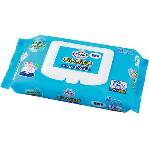 大王製紙　アテント　流せるおしりふき　無香料　１セット（８６４枚：７２枚×１２パック）（Yahoo!・ぱーそなるたのめーる）