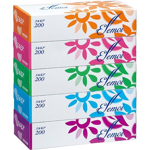 カミ商事 無料サンプルOK エルモアティシュー ディスカウント ２００組 ６０箱：５箱×１２パック 箱 １セット