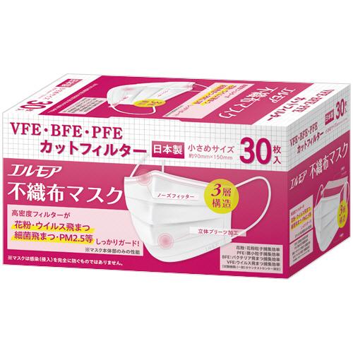 カミ商事 エルモア 不織布マスク 小さめサイズ １箱 ３０枚 ぱーそなるたのめーる 通販 Paypayモール