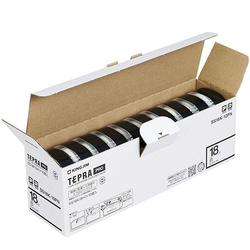 テプラ　ＰＲＯ　テープカートリッジ　１８ｍｍ　白／黒文字　エコパック　ＳＳ１８Ｋ−１０ＰＮ　１セット（３０個：１０個×３パック）_2