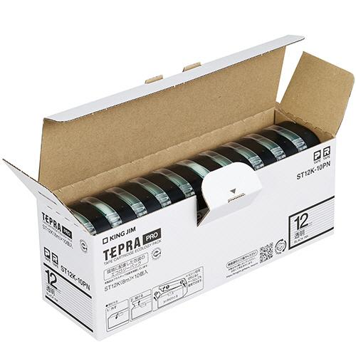 テプラ PRO テープカートリッジ 12mm 透明／黒文字 エコパック