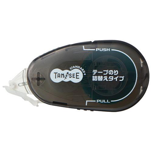 TANOSEE　テープのり（リフィル式　ドットタイプ）　本体　コンパクト　８．４ｍｍ×１５ｍ　ブラック　１セット（１０個）｜tanomail