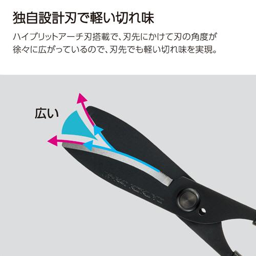 洗えるハサミ（サクサ）　万能・水洗い対応　ハイブリッドアーチ刃　刃渡り４５ｍｍ　ブラック　ハサ−Ｆ４４０Ｄ　１セット（１０本）（お取寄せ品)_2