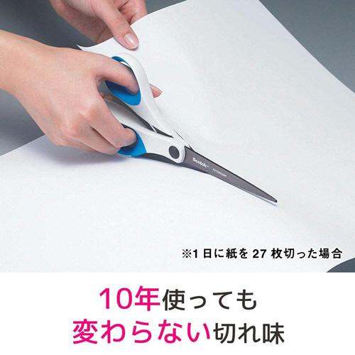 スコッチ　チタンコートシザーズ　刃渡り８５ｍｍ　ホワイト×ブルー　１４５８　１セット（６本）（お取寄せ品)_3