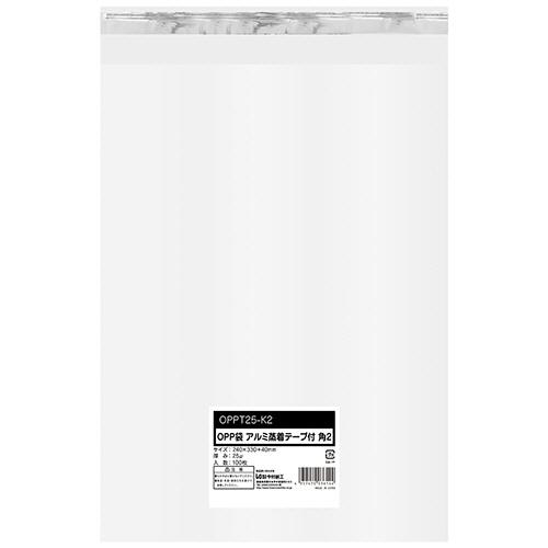 漢pow　2袋 今村紙工 OPP袋 テープ付 角2 240×330＋40mm 0