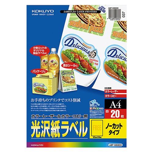 カラーレーザー＆カラーコピー用光沢紙ラベル　Ａ４　ノーカット　ＬＢＰ−Ｇ６９００　１セット（１００シート：２０シート×５冊）（お取寄せ品)【爆買】