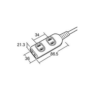 スイングプラグタップ　２Ｐ・３個口　５ｍ　ＴＡＰ−３Ｗ５Ｎ　１セット（５個）_1