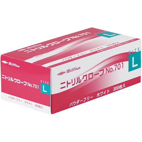 ミリオン　ニトリルグローブ　パウダーフリー　ホワイト　L　1セット(3000枚:300枚×10箱) 共和 ミリオン ニトリルグローブ パウダーフリー ホワイト L NO