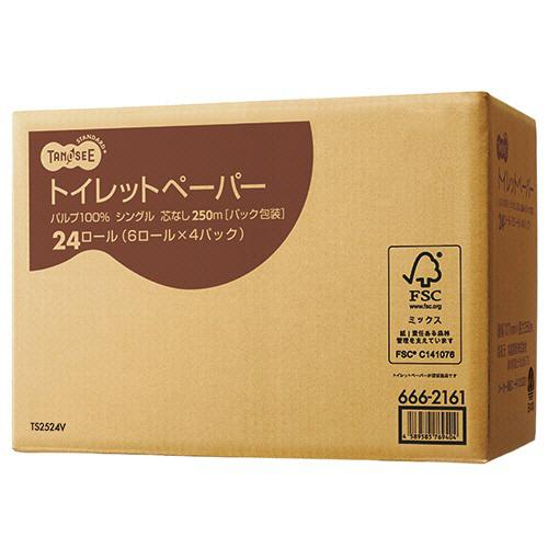 ＴＡＮＯＳＥＥ　トイレットペーパー（パルプ１００％）　パック包装　シングル　芯なし　２５０ｍ　１セット（２４０ロール：２４ロール×１０ケース）_2