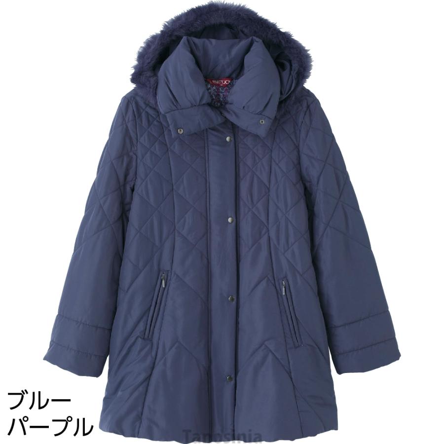 中綿衿ラビットファーコート 婦人向け コート ダウン ジャケット 女性