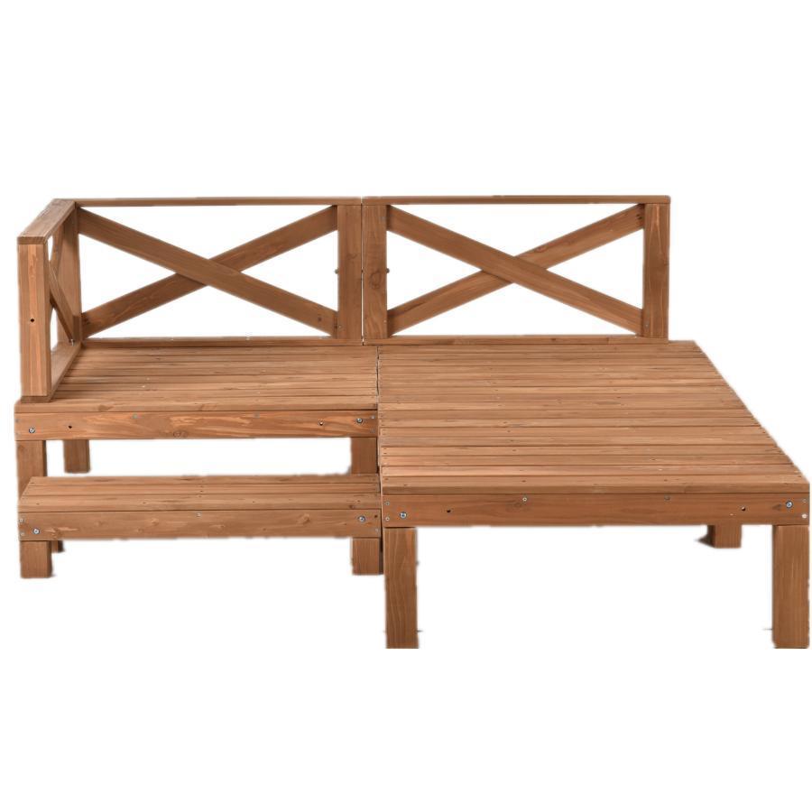 代引き手数料無料ウッドデッキ 天然木 キット ベランダ 踏み台付 北欧