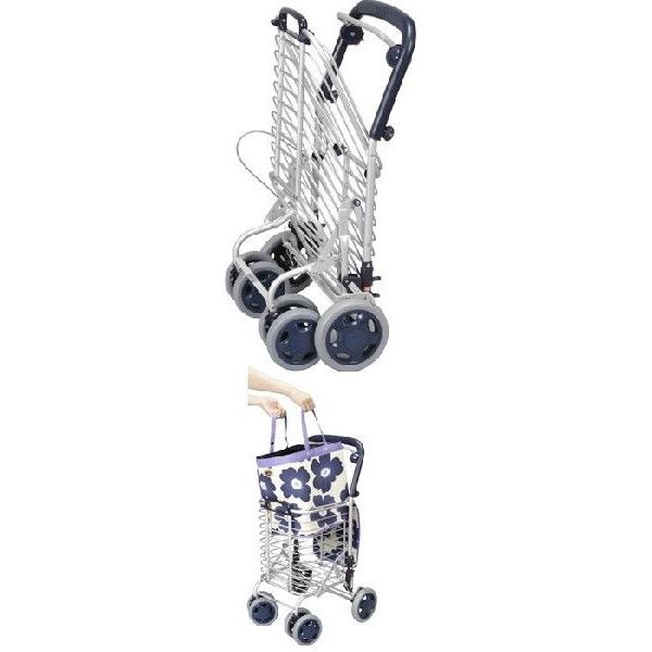 ワイヤーカート シルバーカー ブレーキ付 A-0245H 花柄 ユーバ産業