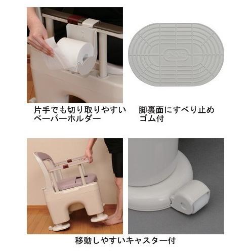 ポータブルトイレ 座楽 ラフィーネ（前後傾斜脚付き） 長穴