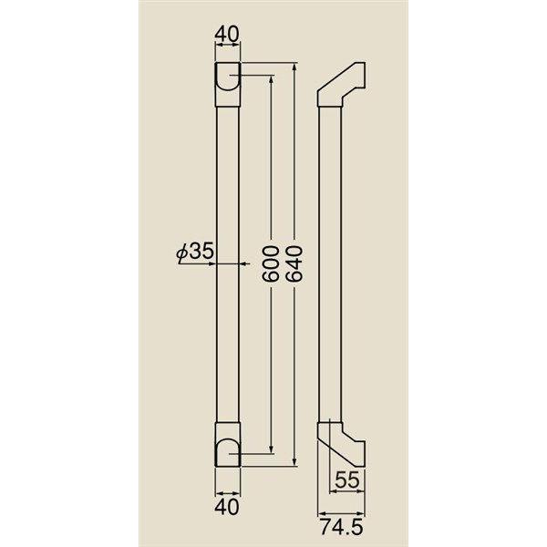 ＳＰ形手すり ６００mm AG・Mオーク 木目柄 ＢＲ−５６５ シロクマ補助 手すり 住宅改修 部材 介護用品｜tanosinia｜02