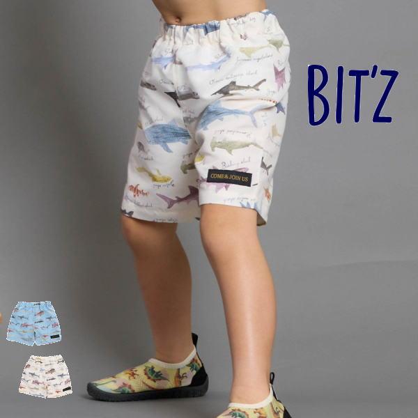 【セール/10%OFF】24'夏新作 BIT'Z ビッツ サメ図鑑総柄トランクス水着 b276044 パンツ水着 スイムウェア ベビー キッズ 子ども服 | BIT'Z
