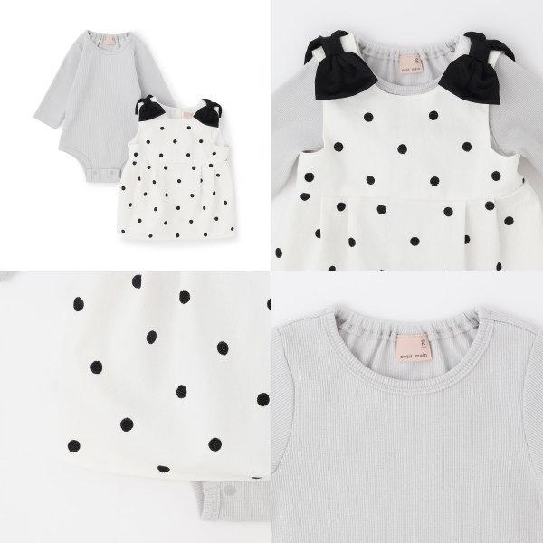petit main 【セール/30%OFF】26'春新作 プティマイン ドット柄ワンピ