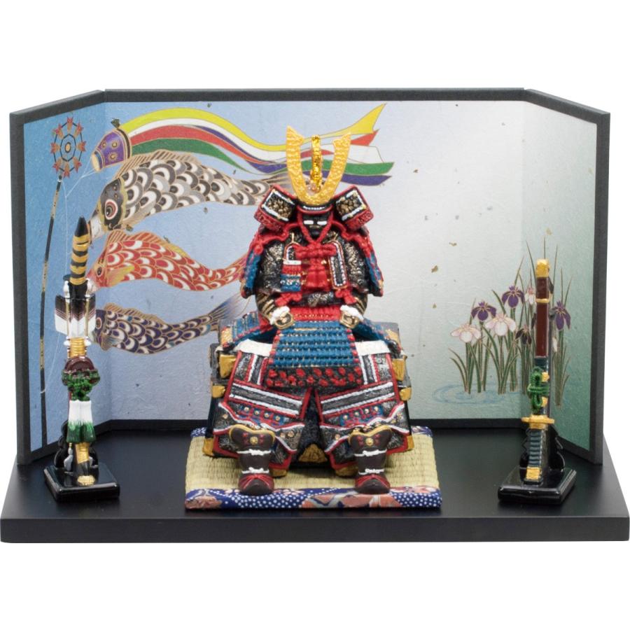 五月人形桐屏風、平飾台、弓太刀セット