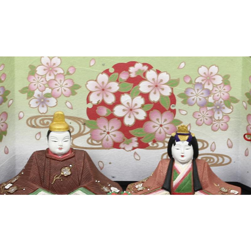 雛人形 コンパクト 内裏雛 梅 大 道具付和紙屏風 ひな人形 雛飾り お