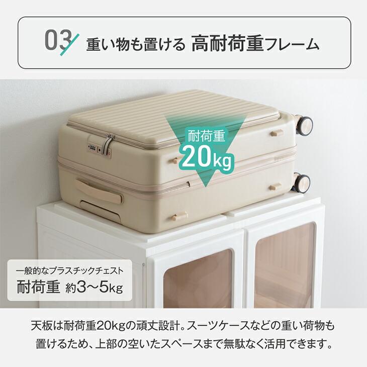 タンスのゲン ワードローブ 組み立て簡単 半透明扉付き クローゼット 2
