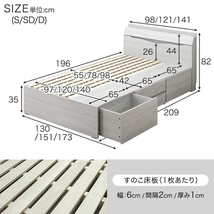 タンスのゲン 25日+5% ベッド シングル 大容量 収納 すのこベッド