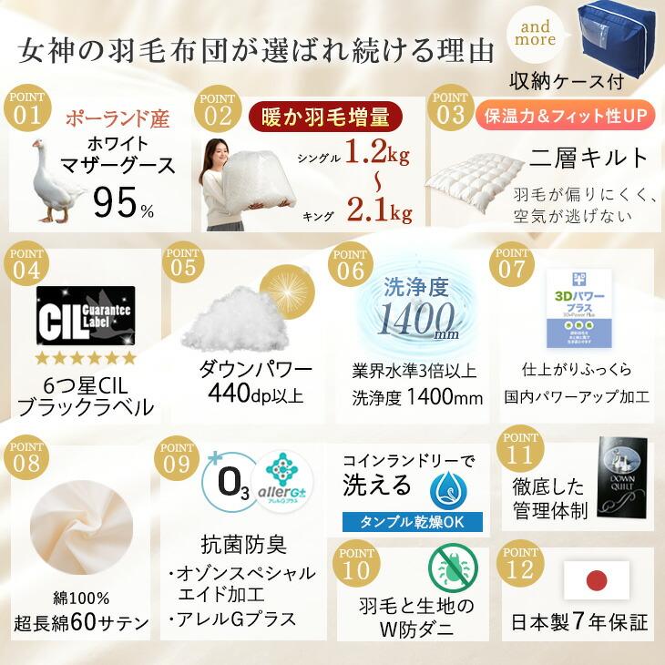 タンスのゲン 本日+4% 羽毛布団 ダブル 掛け布団 羽毛掛け布団 マザー