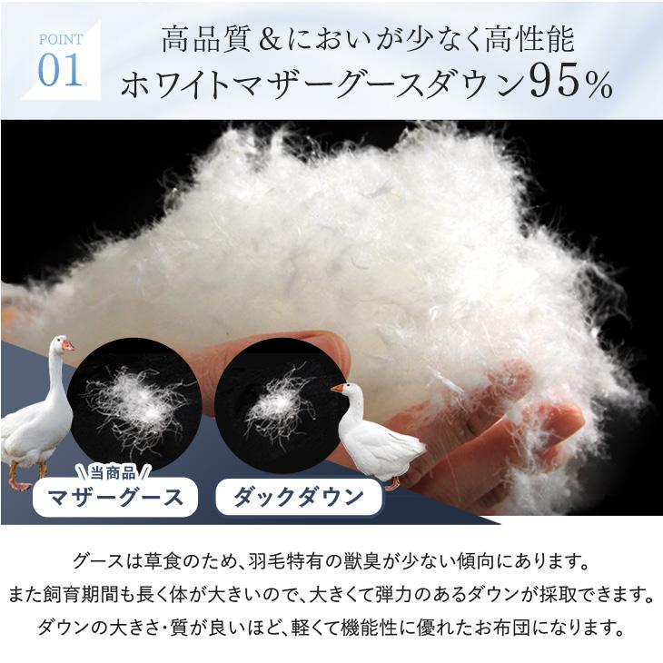 25日P14%〜 羽毛布団 シングル マザーグース ダウン 95％ 羽毛ふとん CILブラックラベル 日本製 シングルロング 防臭 掛け布団 夏用 羽毛掛布団 洗える 抗菌 防｜tansu｜03