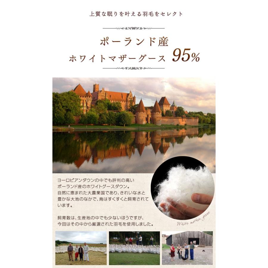 タンスのゲン 羽毛布団 シングル ロング ホワイト マザー グース