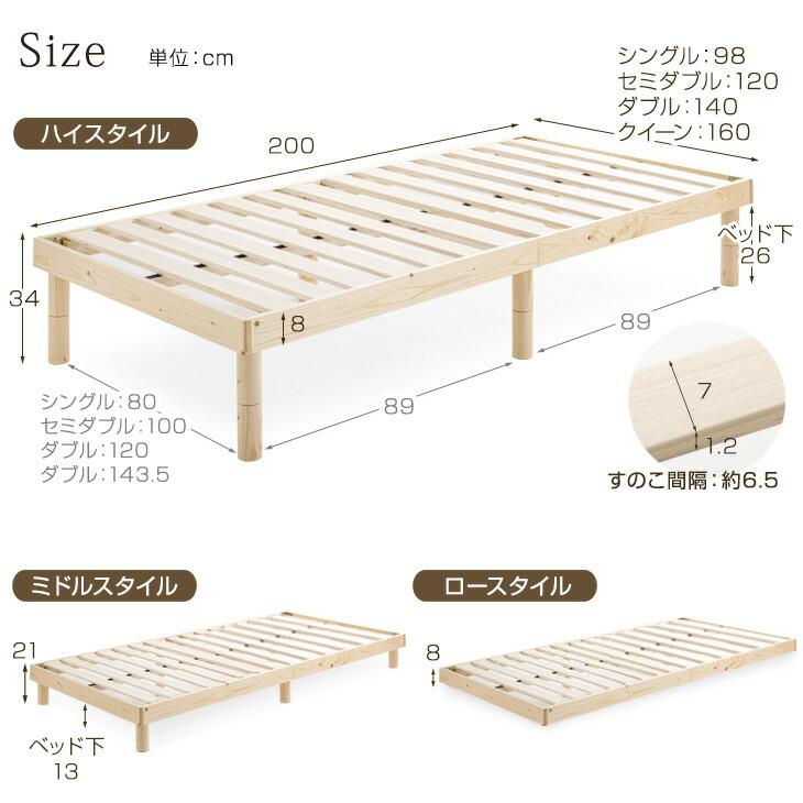 タンスのゲン 27日超お得 ベッド シングル すのこ ベッドフレーム 高さ