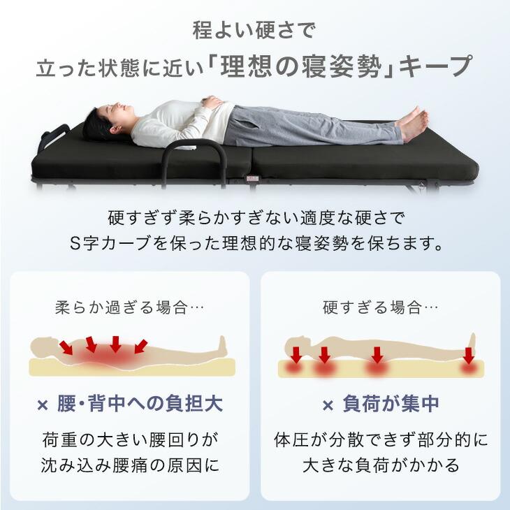 タンスのゲン 3日+5% 折りたたみベッド マットレス付き セミシングル