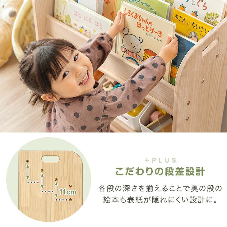 タンスのゲン 本日+4% 絵本ラック 天然木パイン 幅50 子供 絵本棚 本棚