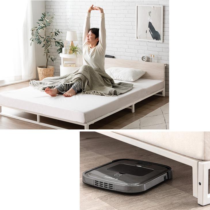 ベッド クイーン フレーム ベッドフレーム コンセント 宮付き 宮棚 クイーンベッド フレームのみ 単品 ローベッド おしゃれ スチールベッド | タンスのゲン | 05