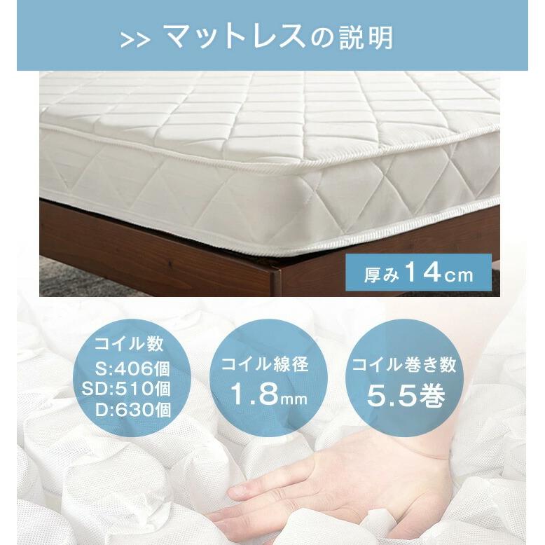 ベッド ダブル マットレス付き パイプベッド 宮付きベッド 高耐荷重 2コンセント マットレスセット ポケットコイル スチールベッド_14