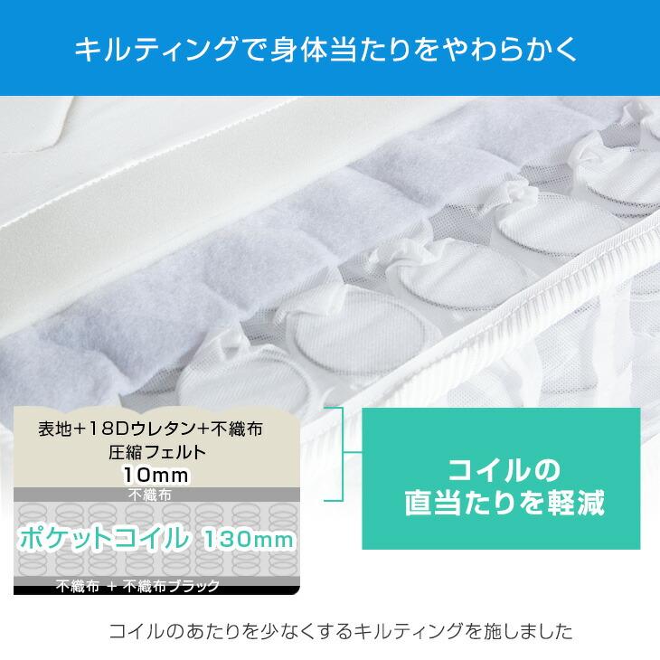 ベッド ダブル マットレス付き パイプベッド 宮付きベッド 高耐荷重 2コンセント マットレスセット ポケットコイル スチールベッド_15