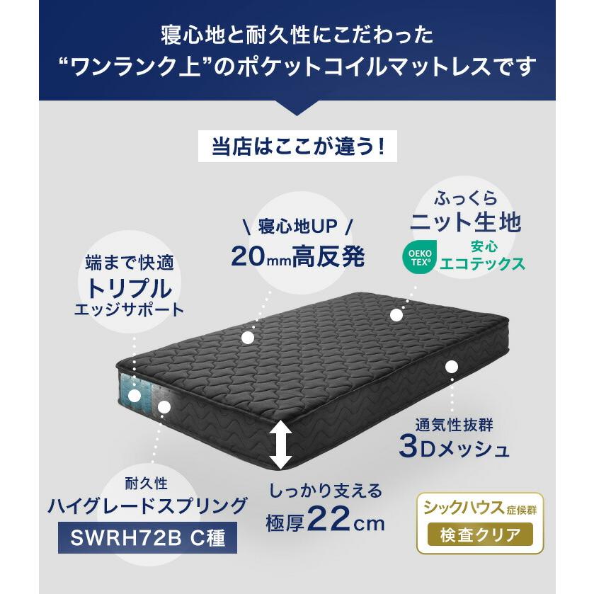 タンスのゲン 25日正午〜+3% マットレス シングル 厚み22cm 高反発
