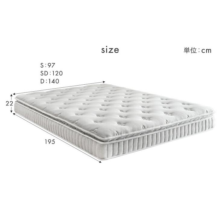 マットレス セミダブル ポケットコイルマットレス 厚み22cm 高反発 抗菌 防臭 防ダニ スプリングマットレス | タンスのゲン | 16