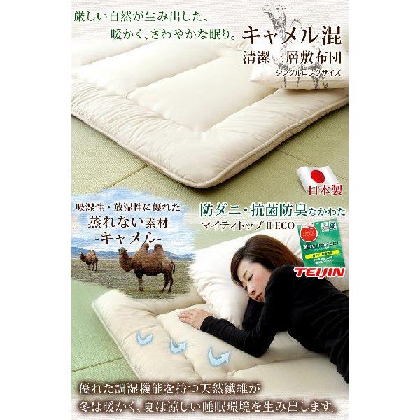 敷布団 敷き布団 シングル 日本製 キャメル混敷き布団 キャメルウール 帝人 マイティトップ テイジン 防ダニ 防臭 抗菌 吸湿 放湿 固綿入り 国産 タンスのゲンpaypayモール店 通販 Paypayモール