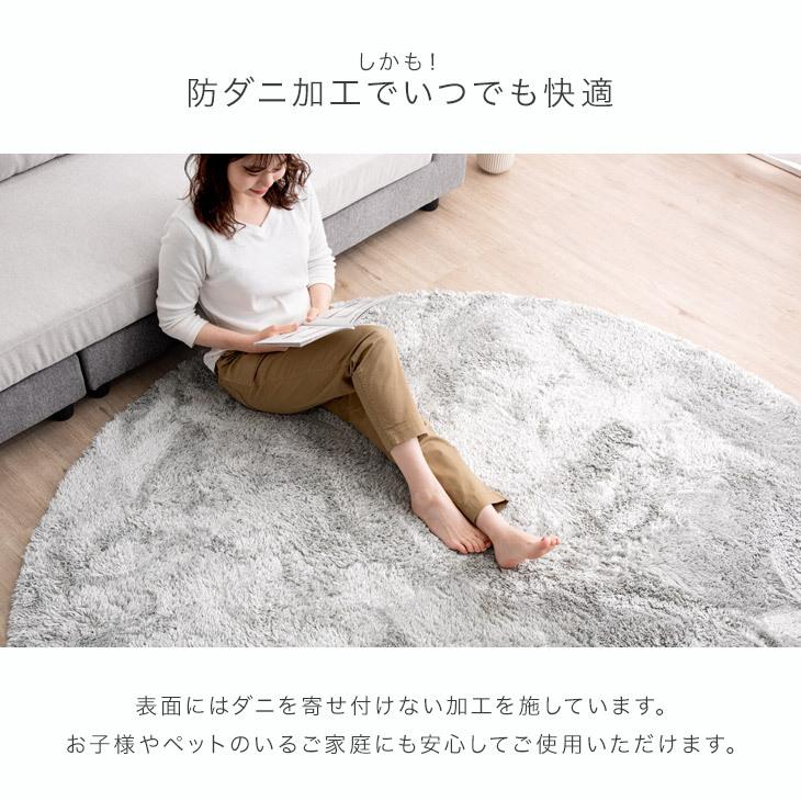 洗える シャギーラグ 200×300cm 抗菌 防ダニ加工　滑り止め タンスのゲン ラグ カーペット ラグマット シャギーラグ 200 円形