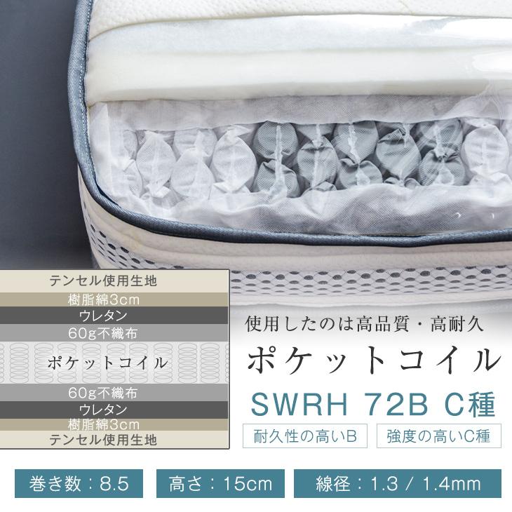 タンスのゲン マットレス セミダブル ポケットコイル 厚め 20cm 高密度