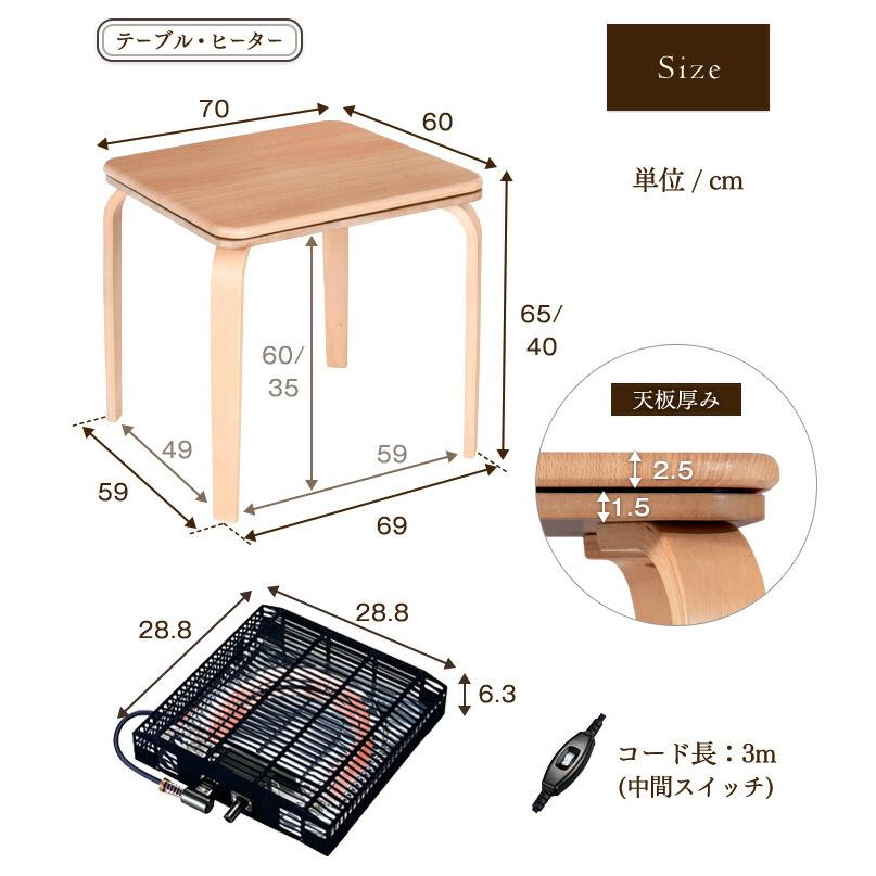 【お値下げ可能！】パーソナルこたつ　一人用　ハイタイプ＆ロータイプ　3点セット 一人用こたつ セット ハイタイプ パーソナル コタツセット 幅70